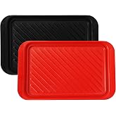 TP 17" x 10.5" Grilling Prep and Serve Trays, Set of 2, Black&amp;Red | Melamine BBQ Trays, Serving Platters for Meats, Raw and Cooked Food Separation, Grill Accessories, Break-resistant