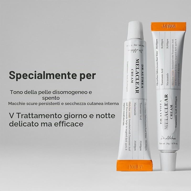 Melaclear Cream | Crema viso con Niacinamide e Acido Tranexamico (TXA) | Cura delle macchie di pigmento e della carnagione irregolare | Cura coreana vegana, 20 ml — foto 6 di 6