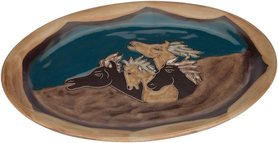 Horses Running Hand-Etched Oval Serving Platter