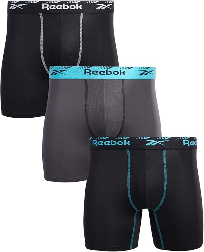Reebok Men's Underwear Performance Microfiber Boxer Briefs (3 Pack