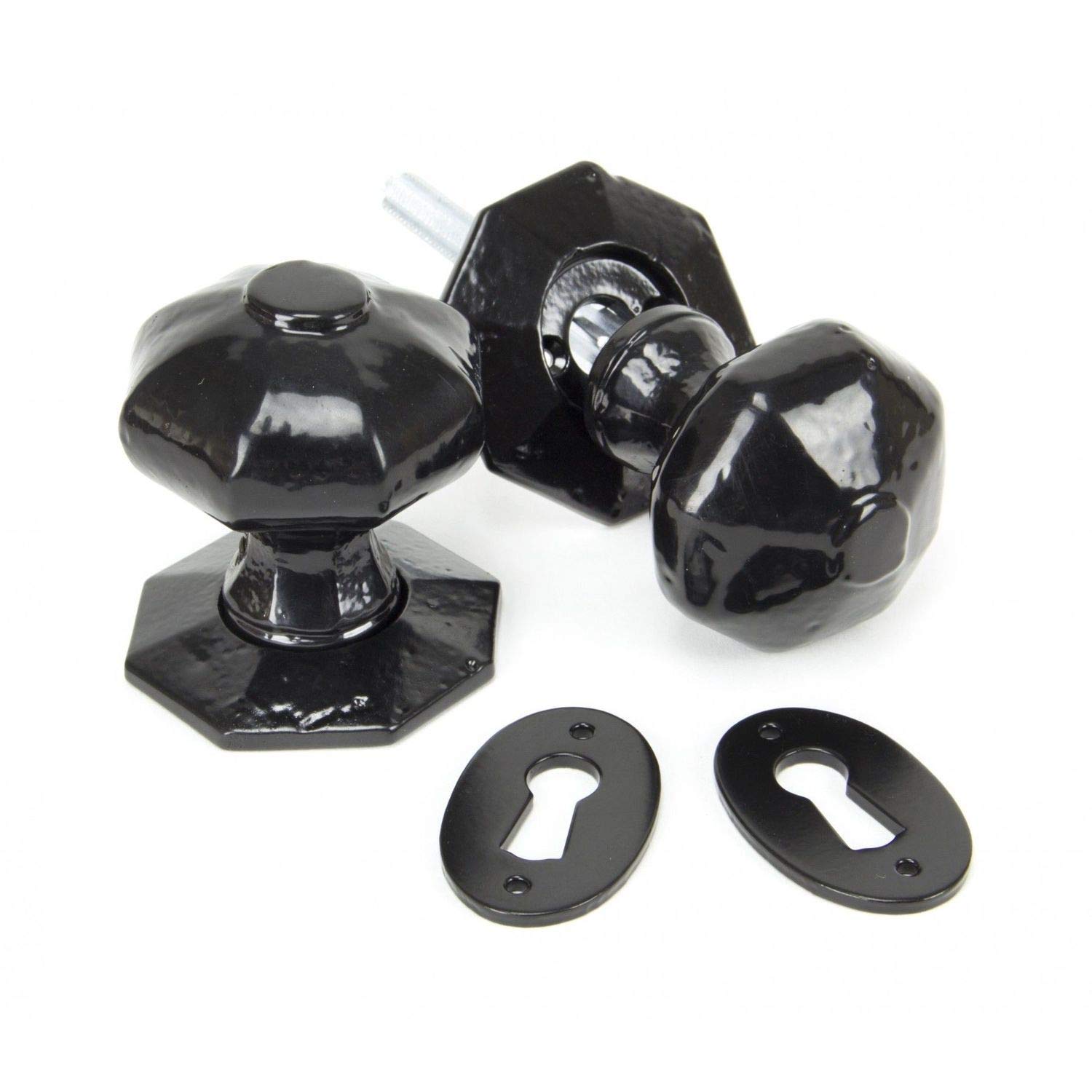 From the Anvil Black Octagonal Mortice/Rim Knob Set