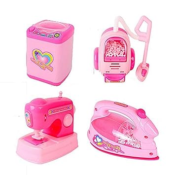 Zenith Toys Play Set Washing Machine, Iron Box, Sewing Machine & Vacuum Cleaner