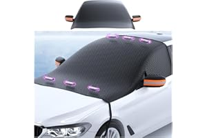 Bittwee Car Windshield Cover for Ice and Snow, Automotive Windshield Snow, Ice, UV, Frost Removal Wiper & Mirror Protector with Magnetic Edges, All Weather Universal for Most Cars (Orange Strip)