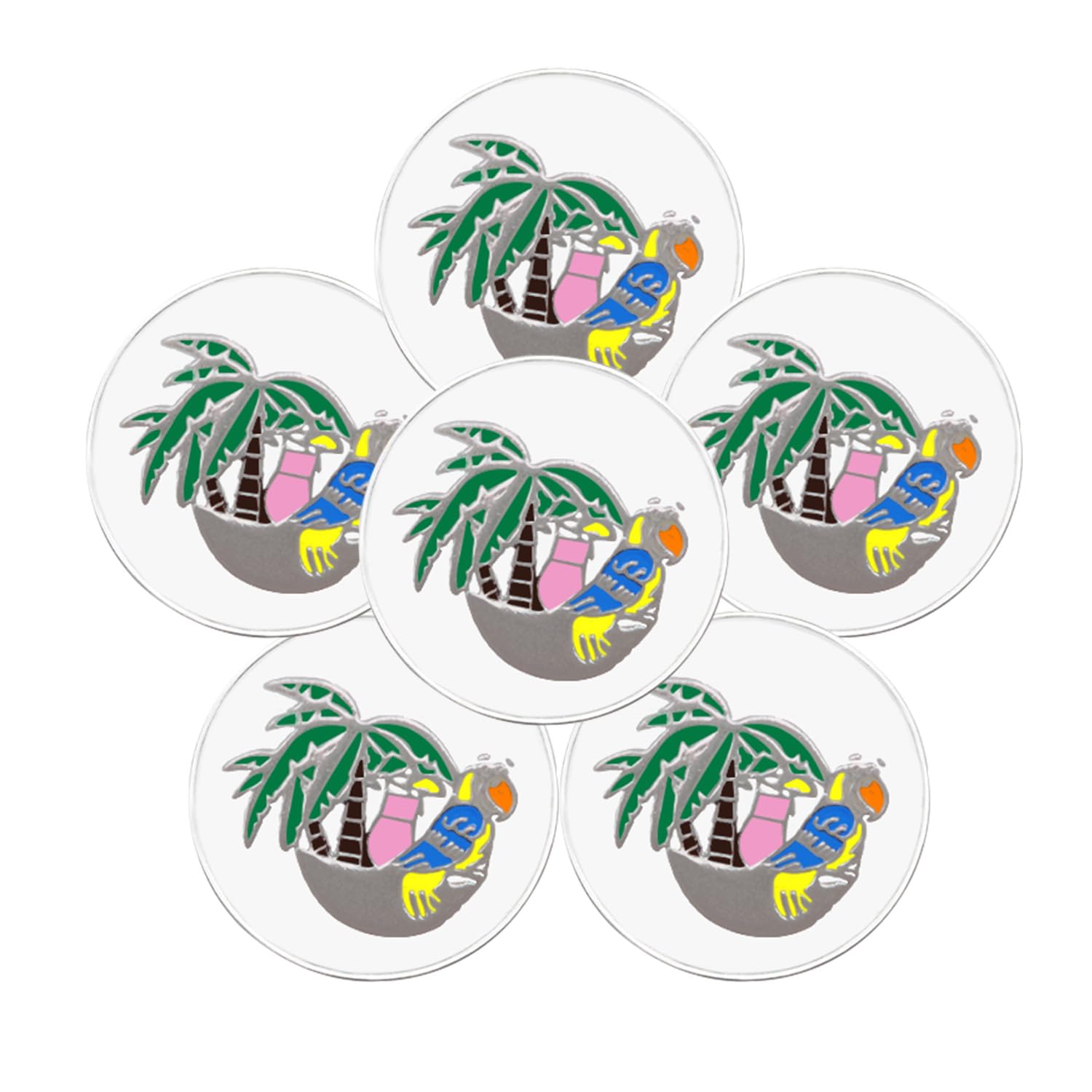 FINGER TEN Golf Ball Marker for Ladies Men Value 6 Pack, Golf Accessories Ballmarker Magnetic fit Golf Divot Tools Hat (Trees Pattern)