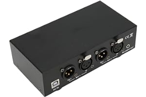 HEAYZOKI 2 Channel 48V Power Supply, Universal Compact Power with XLR Cable, 3.5MM Sound Cable, for Condenser Microphone Music Recording Equipment