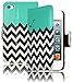 iPod Touch 4 Case, Bastex Heavy Duty Protective Top Teal Bottom Black and White Chevron Design Flip Wallet with Credit Card Holder for Apple iPod Touch 4