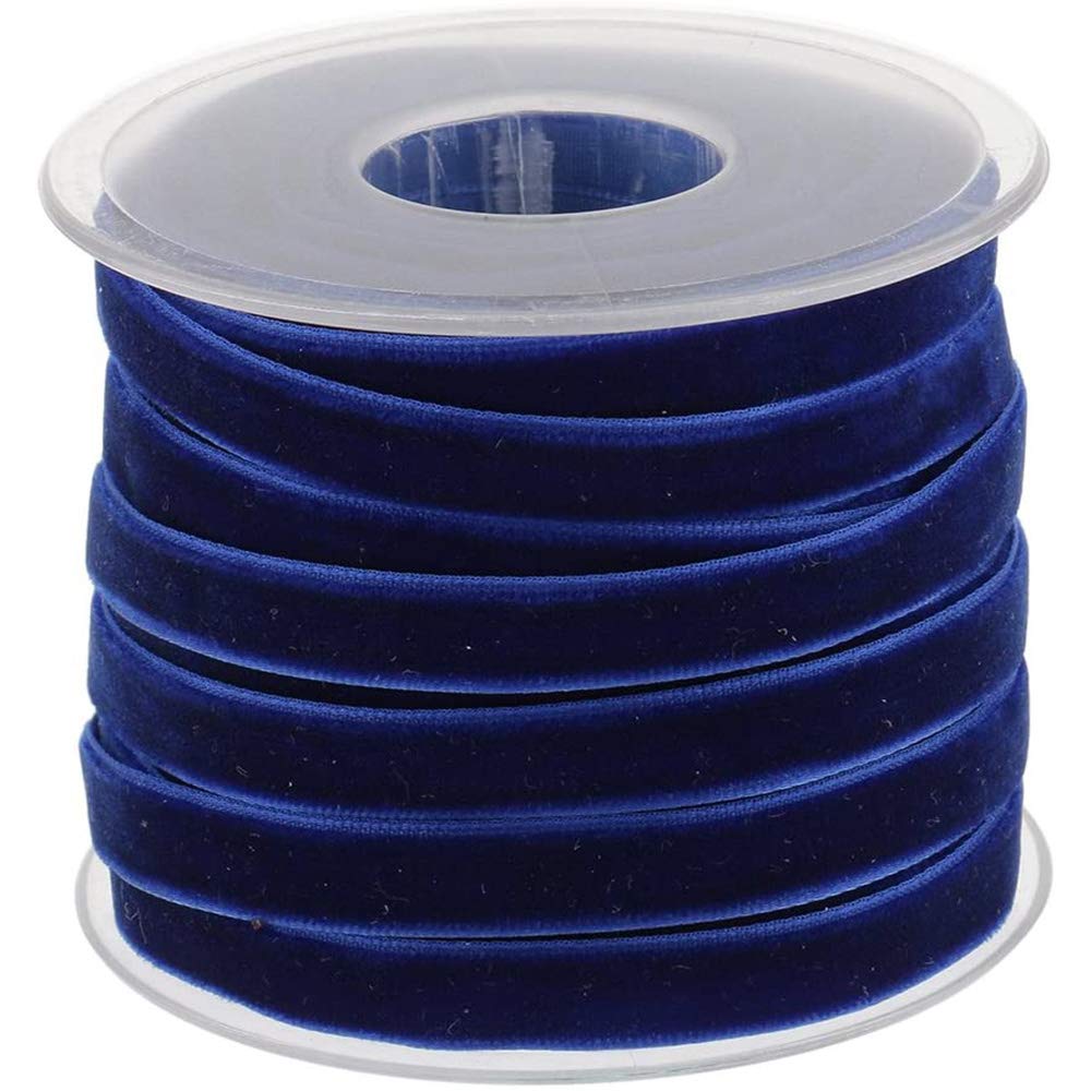POFET 20 Yard 10mm Wide Velvet Ribbon Roll for Crafts Decoration - Blue