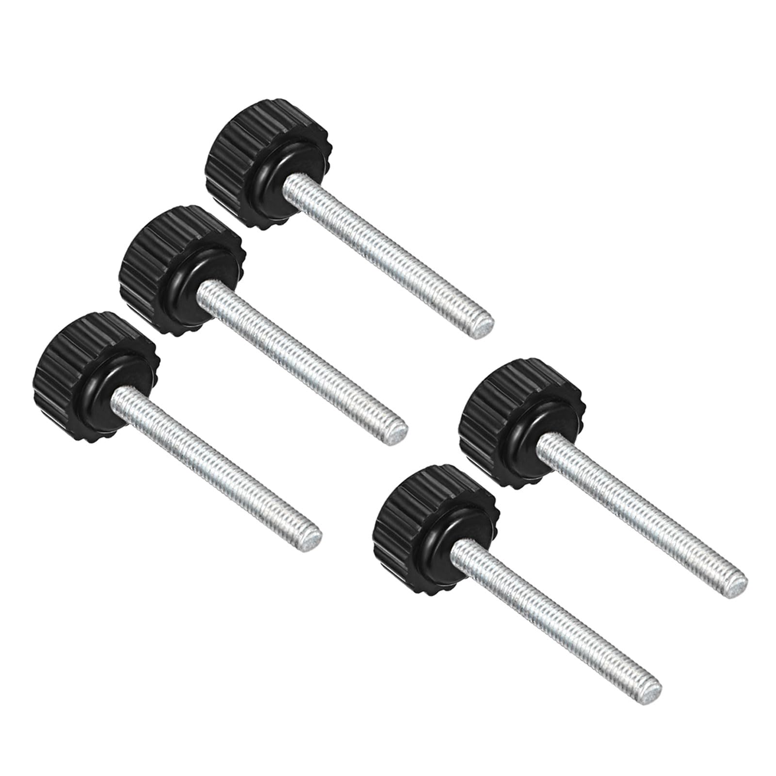 CoCud Knurled Clamping Knobs, M4 x 35mm Male Thread 16mm Head, Thermoset Plastic Thumb Screw Grip Bolt Knobs Black - (Applications: for Lathe Machinery), 5-Pieces — image 1