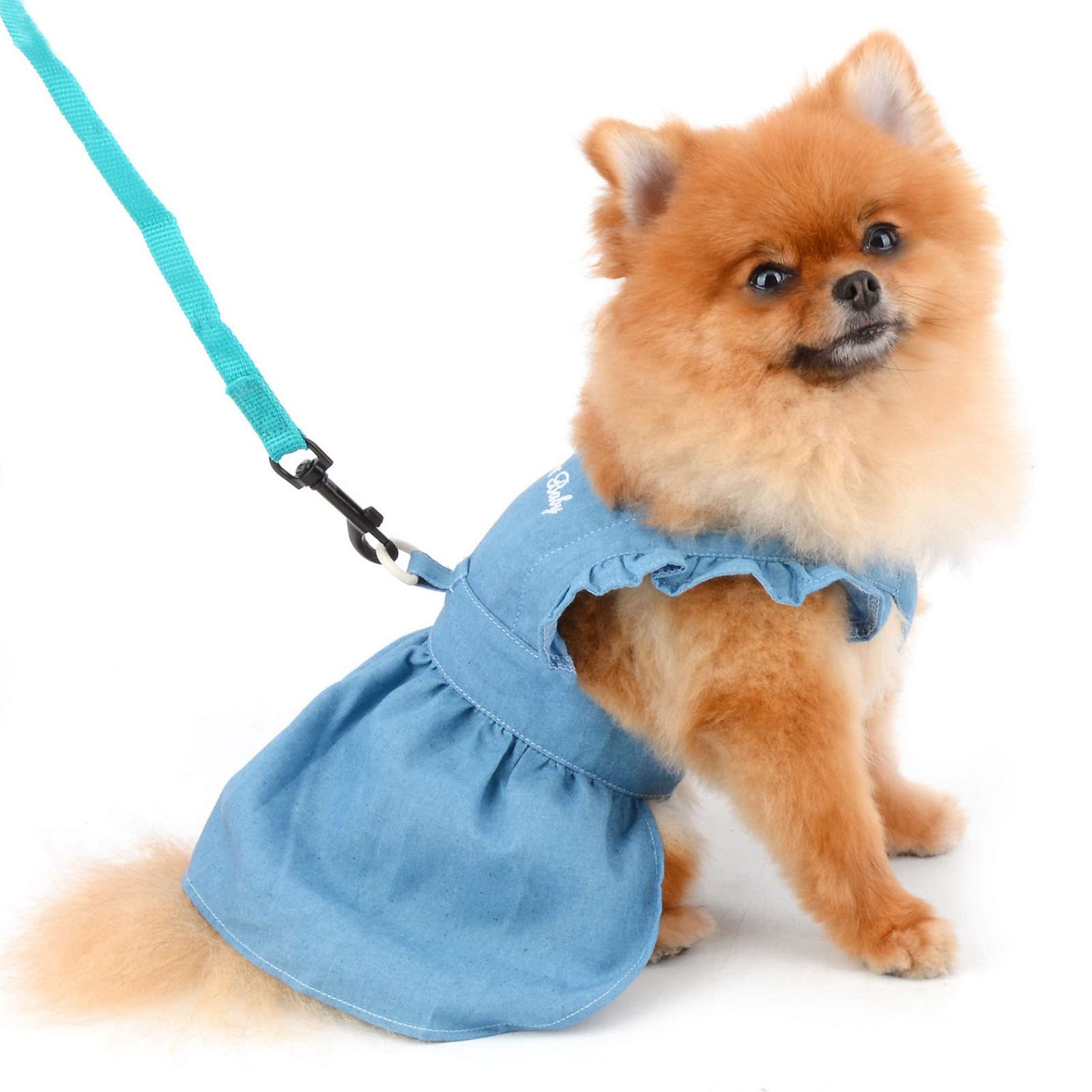PAIDEFUL Dog Dress for Small Dogs Cats Female Girls Bib Denim Harness Straps Pleated Pinafore Dress Pet Clothes Puppy Chihuahua Yorkie Clothing Mini Apparel Spring Summer Tutu Skirt Lightblue S
