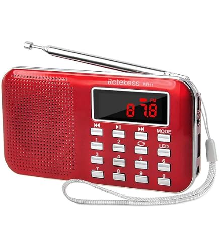 PRUNUS Mini Portable Radio AM FM Pocket Radio with MP3, LED