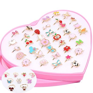 Wyqy Dessin Animé Enfants De Bague De 36 Pcs Superbe Réglable En Alliage Anneaux Mini Bague - 