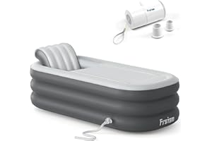 Frstem Extra Large 72" Inflatable Bathtub for Adults, Portable Folding Tub with Wireless Electric Air Pump, Ice Bath Tub for Athletes, SPA Freestanding Soaking Barrel for Indoor or Outdoor, Grey
