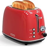Toaster 2 slice,Retro Stainless Steel Toaster with 6 Settings, 1.5 In Extra Wide Slots, Bagel/Defrost/Cancel Function, Remova