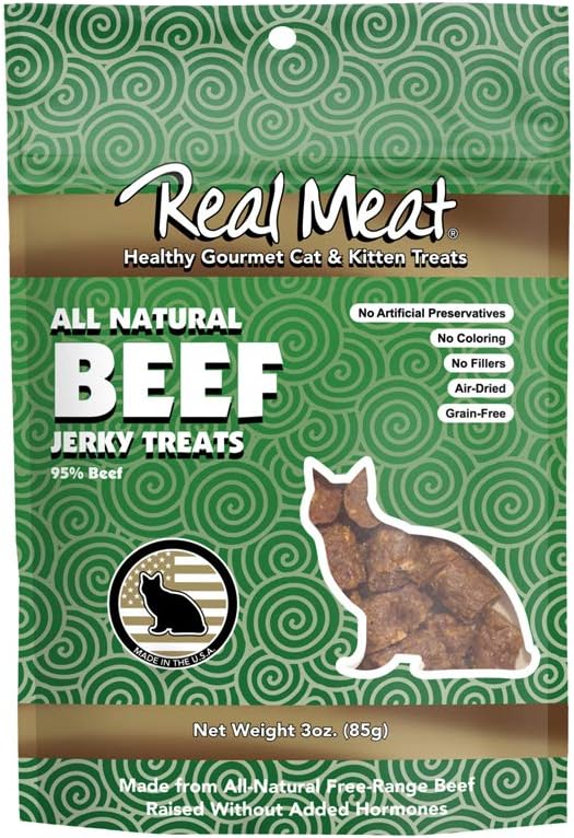 The Real Meat Company All-Natural Beef Jerky Cat Treats, 3 Ounce