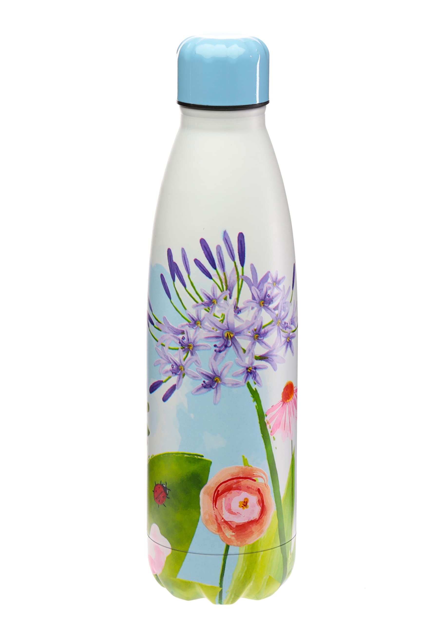 Puckator Botanical Gardens - Stainless Steel Water Bottle - Cold for 24h and Hot for 12h - Metal Water Bottles with Garden Design - Double Walled Modern Thermos Flask - Bpa Free - 500 ml