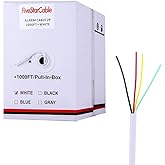 FiveStarCable 22-4 1000 Ft. 22 AWG 2 Pairs 22/4 Alarm Wire Cable 22 Gauge 4 Conductors for Efficient Power and Signal Transmission White