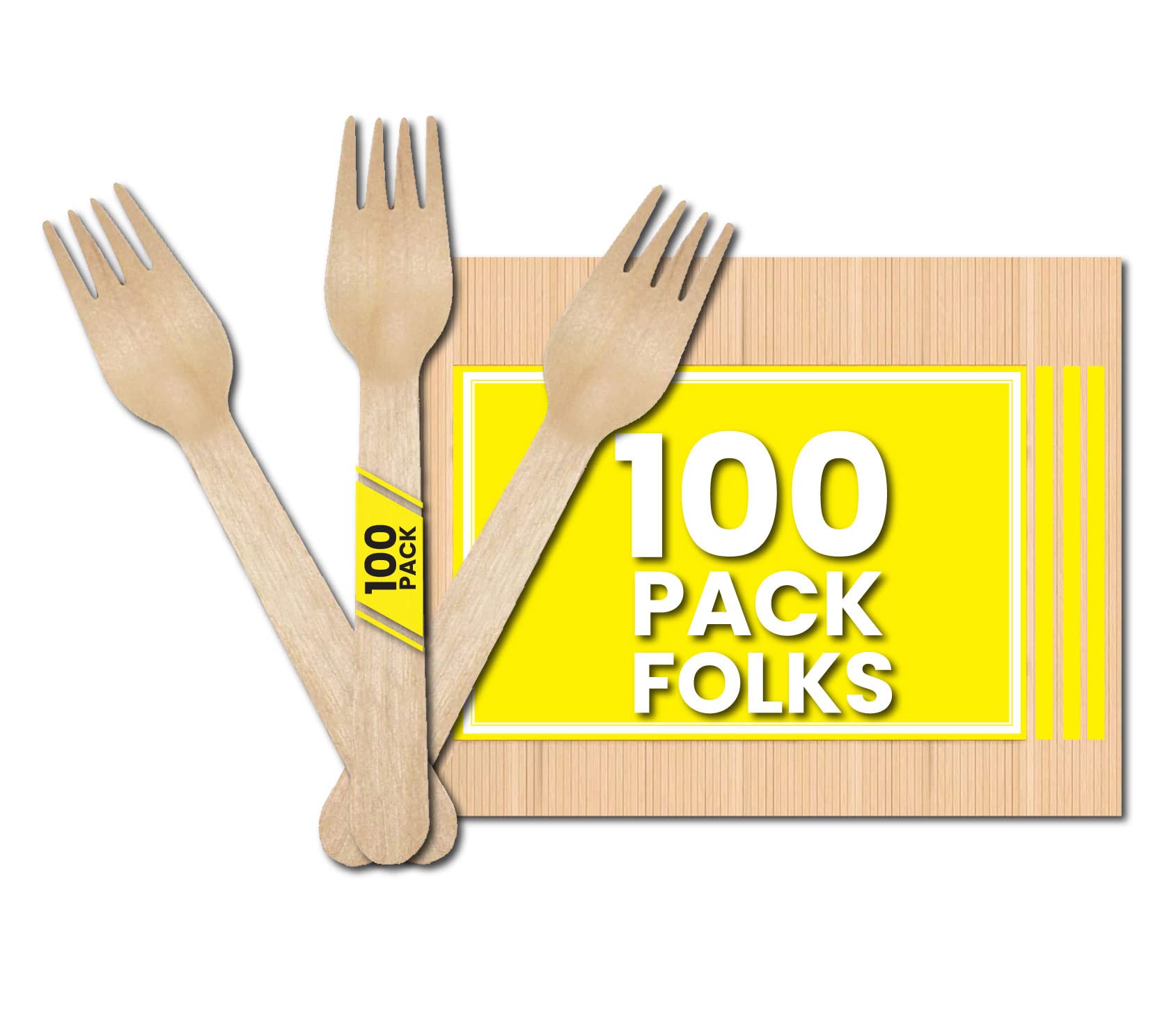 Zuvo Disposable Wooden Forks – 100 Pack | Eco-Friendly Biodegradable Birchwood Cutlery | Sturdy Compostable Forks for Parties, Picnics & Catering