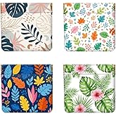 Peacoblue 4Pcs Small Leather Squeeze Coin Purse for Women-Leaves Pattern Waterproof & Durable Snap Closure Change Pouch Mini Money Wallet Bag for Adult Teen Girls Best Gift