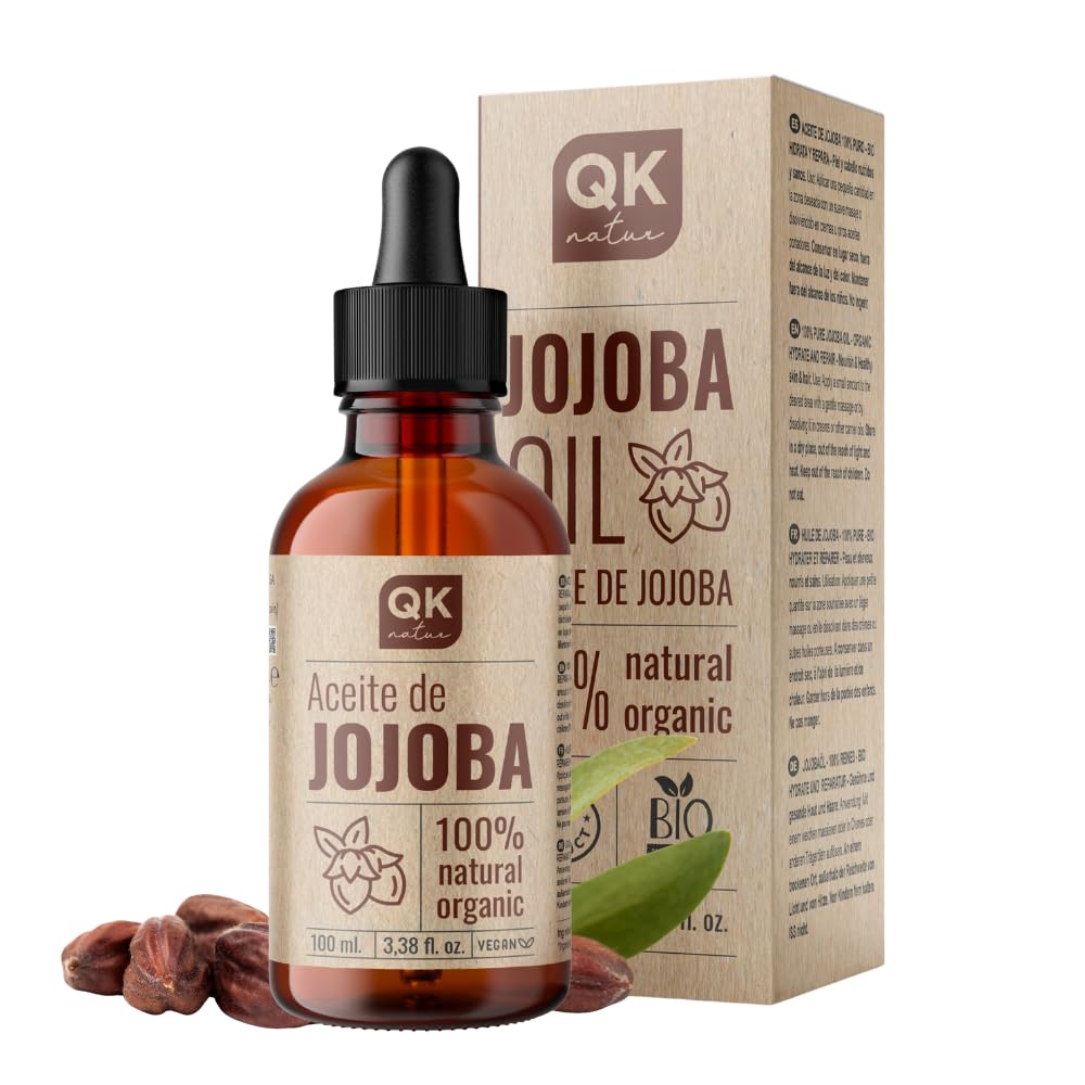 JOJOBA Oil 100% Pure Organic Vegan - 100 ml - for Body, Face, Hair, Nails, Beard - Anti-wrinkle and Anti-acne - BIO - Cold Pressed