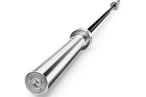 HOLLEYWEB Olympic Barbell Curl Bar EZ Bar Strength Training Bar Threaded Chrome Barbell Bar for Weightlifting, Hip Thrusts, Squats and Lunges