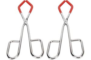 Steel Beaker Tongs, Rubber Coated Tongs with Strong Grip, Rustproof Ends, Pack of Two Small Beaker Tongs, Ideal for Laborator
