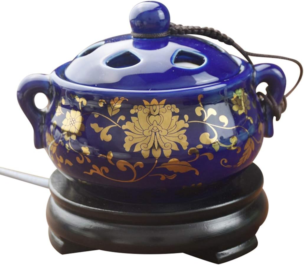 Ceramic Home Decration Incense Sticks or Burner Porcelain Incense Holder,Censer Aroma Diffuser with Adjustable Timer,Daily Aromatherapy Necessities for Office
