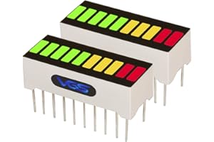 VIGOR_SOURCE New 2pcs. 10 Segment LED Bar Graph Display 3 Colors(2xSuper Red+3xYellow+5xSuper Green) Single led bar Graph(DIY or Arduino) ARGY