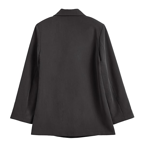 WOMENS WORK CASUAL OVERSIZED BLAZERS LONG SLEEVE OPEN FRONT OFFICE BUSINESS JACKETS DARK GREY