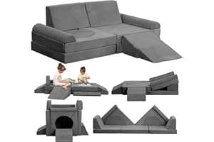 HAHASOLE Kids Couch 12PCS, Modular Kids Couch Toddler Couch, Convertible Foam Play Couch for Playroom Bedroom, Imaginative Creative Furniture Set for Boys and Girls