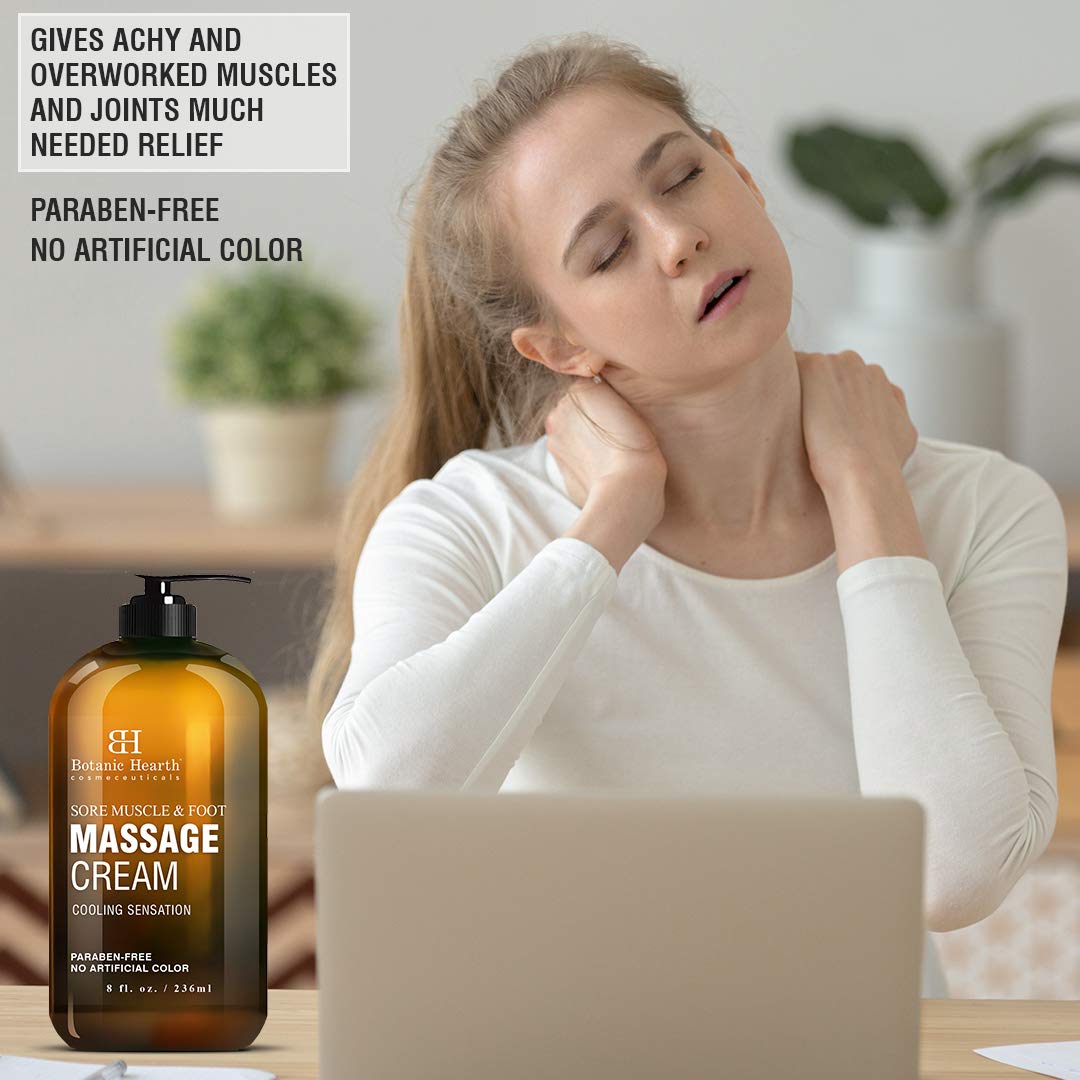 BOTANIC HEARTH Foot and Sore Muscle Massage Cream with Menthol - Soothes Tired Feet, Sore Muscles and Joint Pain, 8 fl oz : Beauty