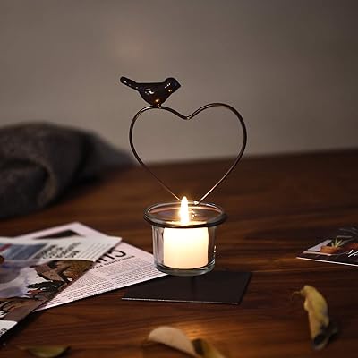 Buy Marbrasse Votive Candle Holders Vintage Candle Stand For Home Decor Centerpiece Bird On Heart Shaped Iron With Candle Holder Tabletop Decorative Tealight Candle Stands Dark Brown Online In Turkey B08dcpp6yn