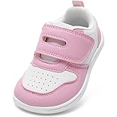 STQ KIDS Toddler Wide Toe Box Barefoot Shoes Boys Girls Sneakers Zero Drop Kid Tennis Running Shoes Lightweight Non-Slip Comfortable Leather First Walking Shoe Outdoor Activities School