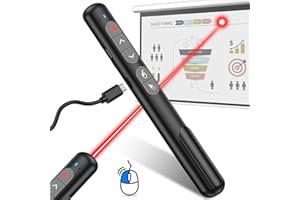 FANXIEAST Presentation Clicker with Air Mouse Function, Rechargable Wireless Presenter Clicker RF 2.4GHz USB Clicker for Powerpoint Presentations, Slide Clicker for Mac, Laptop, Computer