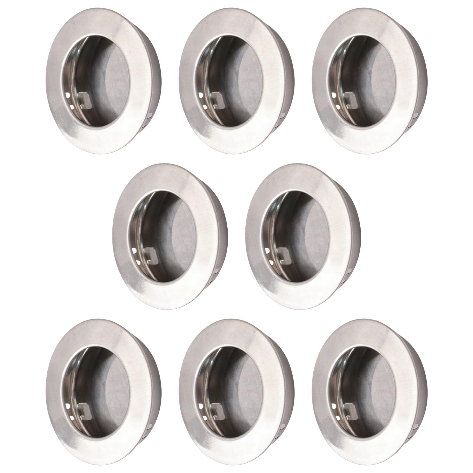 MOROBOR 8 Pack Round Finger Pull, Flush Pull Door Handle Stainless Steel Sliding Barn Door Pulls Recessed Kitchen Cabinet Handles Invisible Door Handle (Stainless Steel)