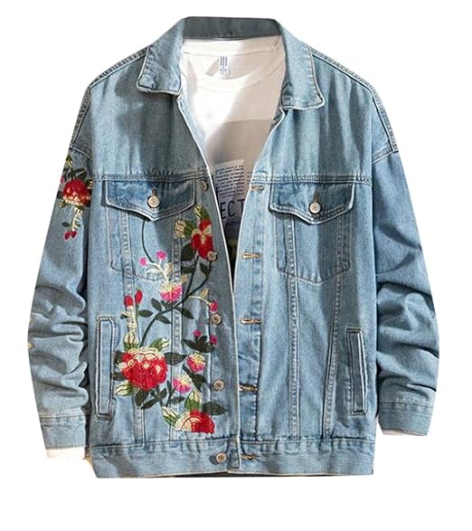 denim jacket with embroidery mens