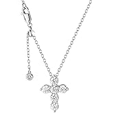 ASHINE Cubic Zirconia Cross Necklace for Women, 14K Gold Plated Religious Faith Pendant with Adjustable 20" Chain