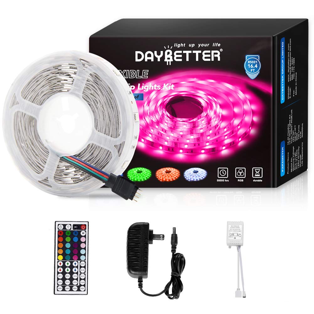 Daybetter Led Strip Lights 16.4ft with Remote Controller and Power