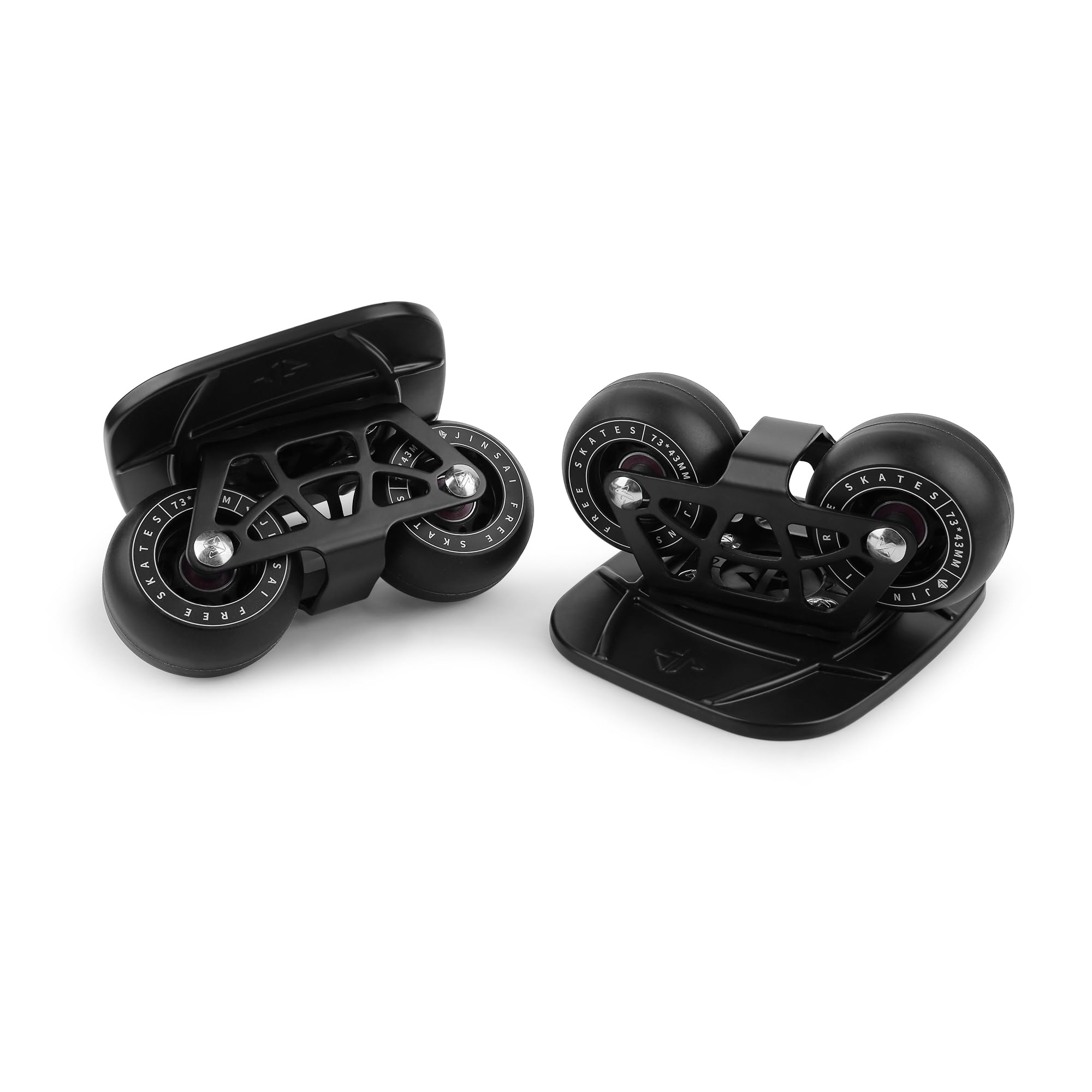 FreeSkates Portable Roller Road Drift Skates Plate, with Aluminum Alloy Deck Non-Slip, Board Split Skateboard with PU Wheels High-end Bearings(Black)