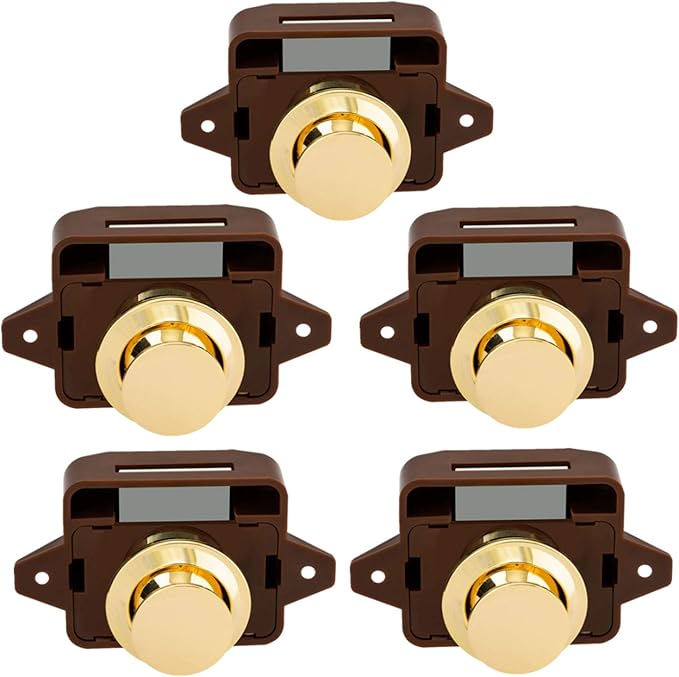 OCGIG 5pcs Keyless Push Button Catch Door Knob Lock for RV Caravan