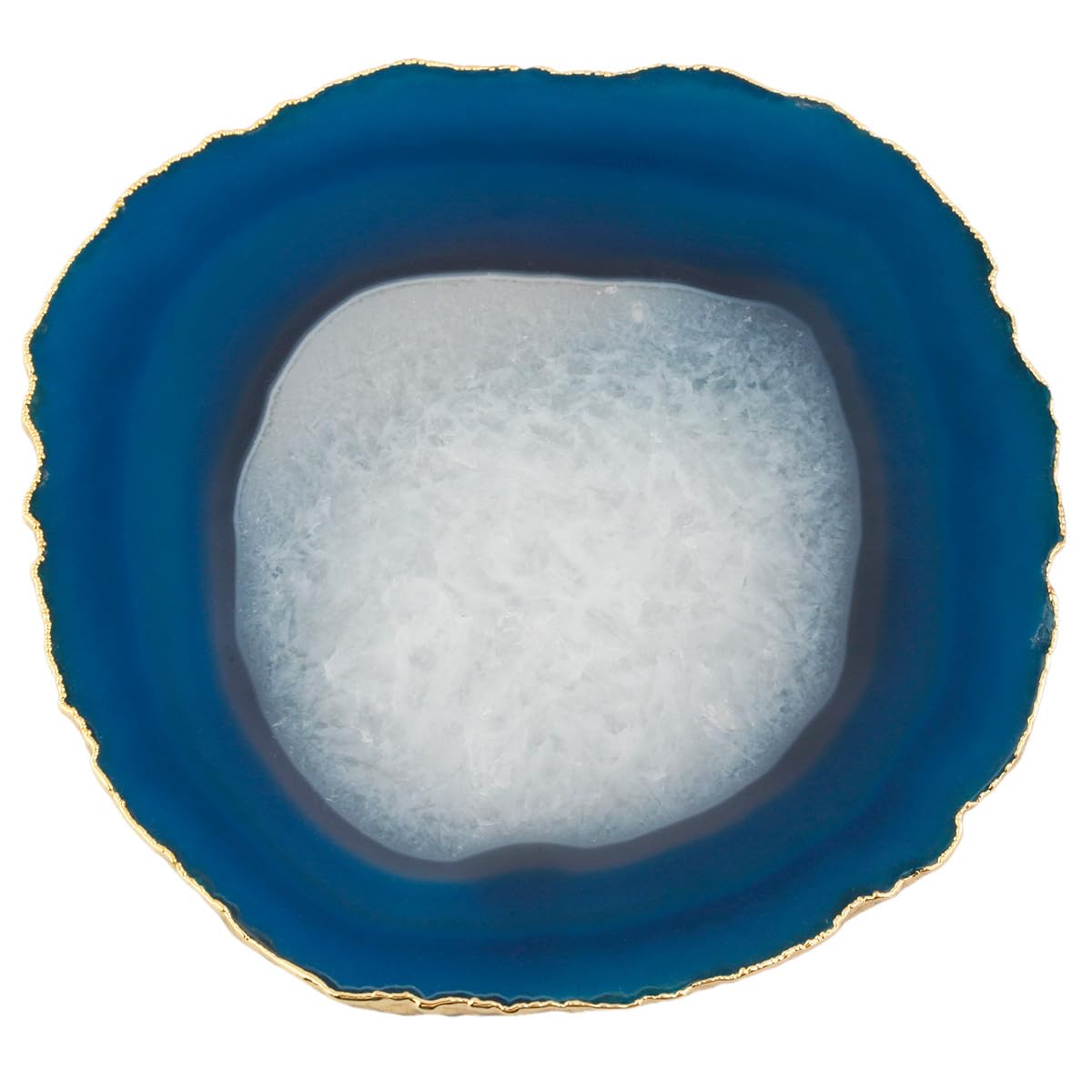 Nupuyai 2pcs Blue Agate Slices Cup Mats Coasters for Drink, Irregular Crystal Stone Coaster Set Place Cards for Wedding Home Decor 3.1"-3.9"