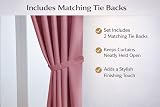 John Aird Blackout Curtains Pencil Pleat with Tie Backs Pink 66x54 in 2 Panels view 3