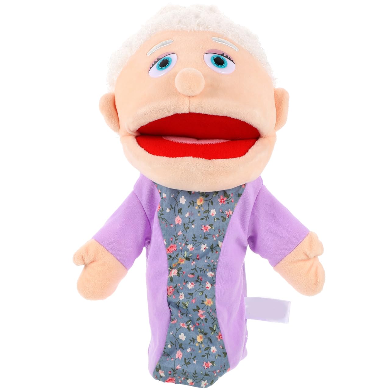 ibasenice Realistic Grandpa Hand Puppet with Movable Open Mouth, Soft Plush Family Figure Toy for Storytelling, Role Play and Teaching, Interactive Early Learning Gift for Toddlers, Kids and Adults