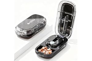 GENERIC E Chu Pill Cutter - Pill Cutter Splitter for Small and Tiny Pills, Larger Pills - 1/2 1/4 Adjustable Splitter - Improved Sharp Blade & Centering Device (Black, 1)