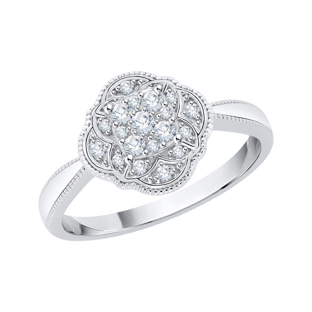 Buy Katarina Cluster Diamond Milgrain Edge Fashion Ring In 10k