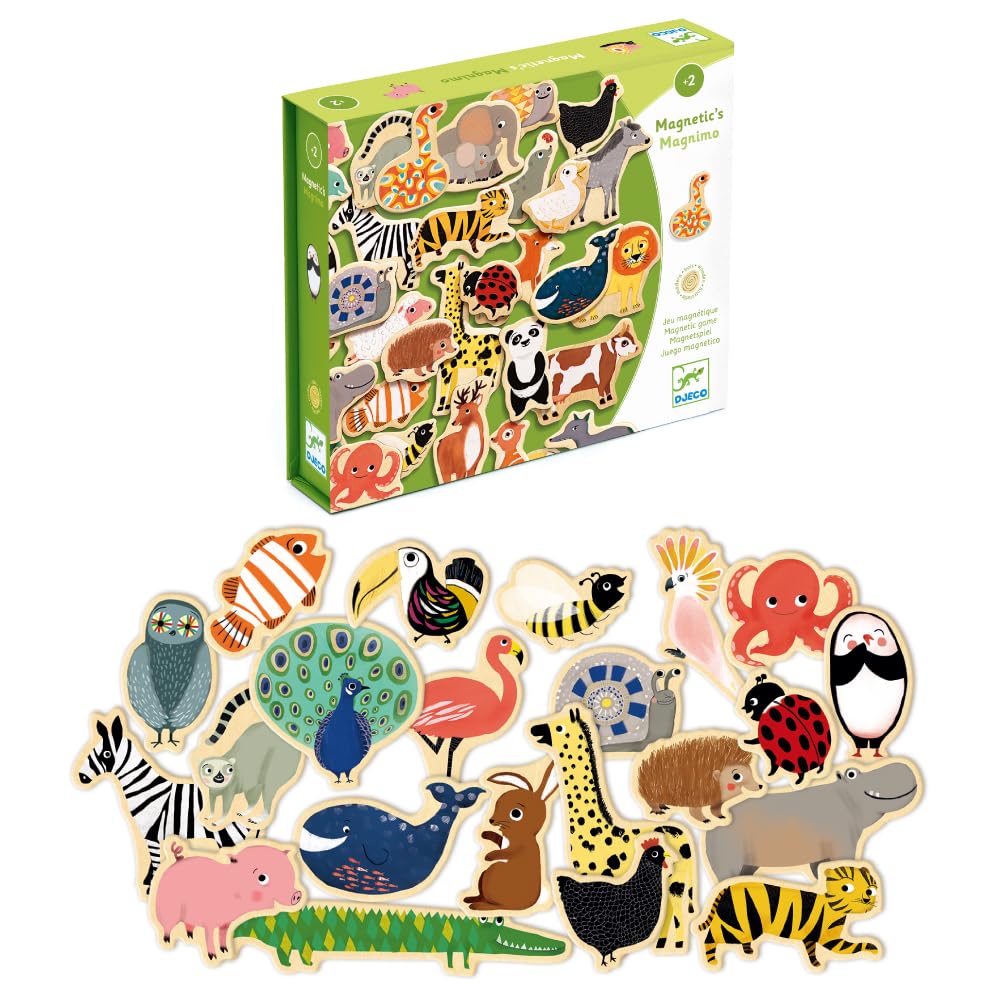 Djeco Magnimo Wooden Magnetic Puzzle Game for Toddler & Kid, 7.5 x 8.5 x 1.75 inches, 1 Pack, DJ03124, 3070900031241