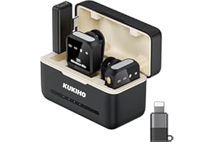 KUKIHO Wireless Lavalier Microphone for iPhone iPad Android With Charging Case 80h Battery Life, Noise Cancellation, 164ft Range Plug-Play Clip On Lapel Mic for Youtube, Video Recording, Vlog, Live Streaming