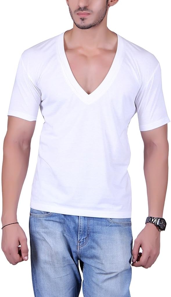 Gents Deep V-Neck Half Sleeves Tshirt