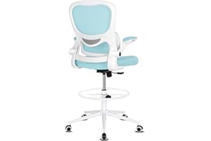 Misolant Drafting Chair, Tall Office Chair for Standing Desk, High Office Chair with Adjustable Height and Footrest, Office Drafting Chair Lumbar Support, Height Office Chair Blue