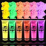 PartyParty Neon UV Blacklight Body Paint 6 Pack
