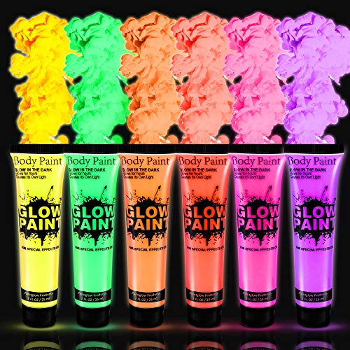 PartyParty Neon UV Blacklight Body Paint 6 Pack